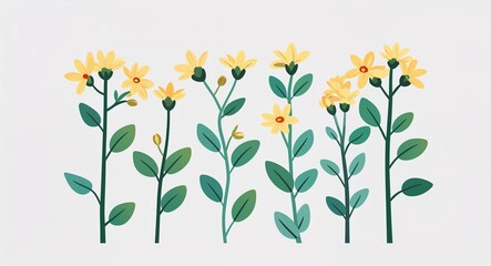 Set bundle of jasmine minimalist childish style illustration on plain white background