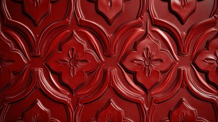 Stunning Burgundy Embossed Wall Paneling with Intricate Floral Motifs