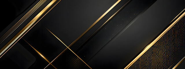 Black background with golden stripes and geometric shapes, a dark gray color scheme
