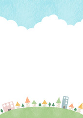 シンプルな街並みの風景イラスト