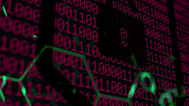 Cybersecurity Protection: Glowing Binary Code Flows Across a Digital Network, Symbolising Data Encryption and Secure Connections.