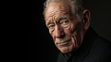 Obraz premium Portrait of a Senior Man with Deep Expression in Low Light Setting