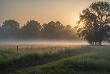 Sunrise over a field