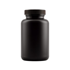 Black plastic jar or medical bottle with screw top lid ideal for storage or packaging of various products