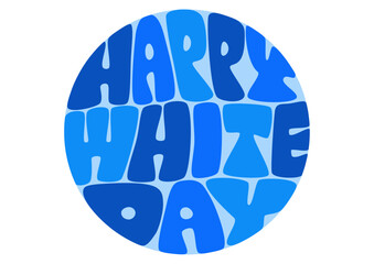 ホワイトデーの円形レトロポップな文字