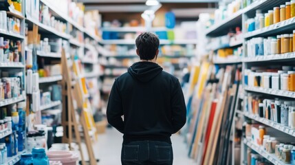 Thief alert in an art supply store with staff noticing suspicious activity. Featuring swift detection and creative store protection