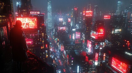 Cyberpunk Cityscape: A Rainy Night in Neo-Tokyo