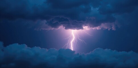Dark clouds with lightning on a stormy night sky, sky, foggy