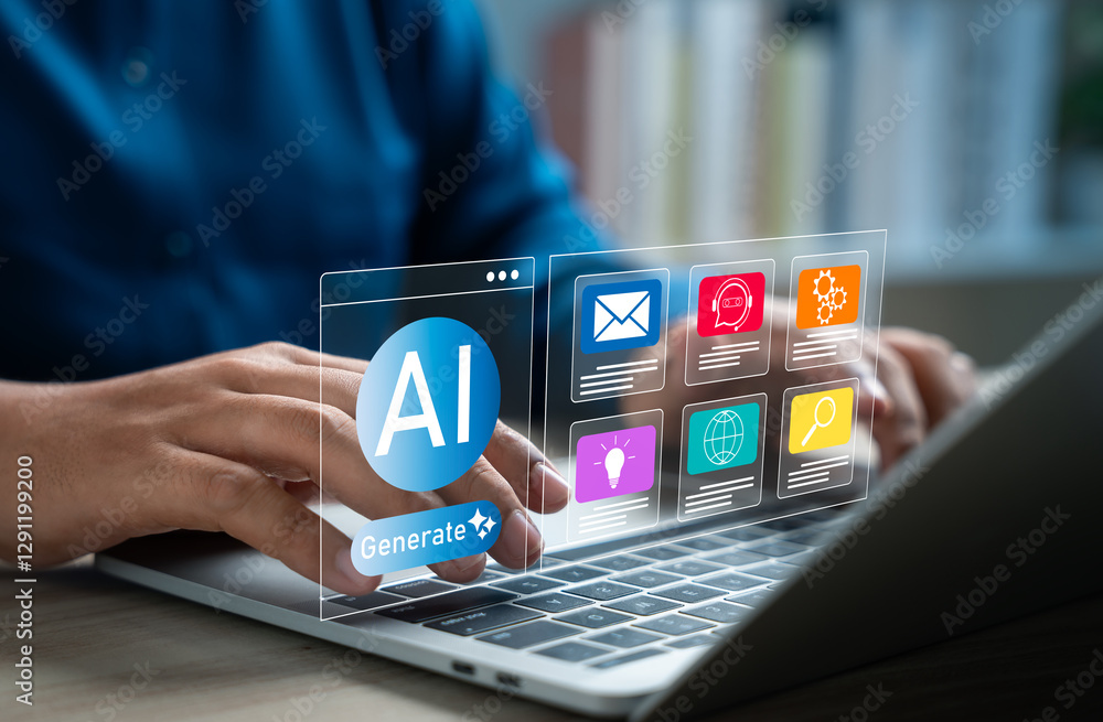 Fototapete ai smart automation, artificial intelligence in daily life, enhancing human lives and business effic