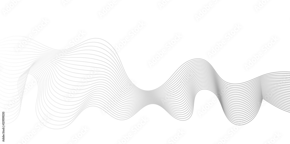 Aufkleber Abstract grey, white smooth element swoosh speed wave modern stream background. Wave with lines created using blend tool. Abstract frequency sound wave lines and twisted curve lines background.	
