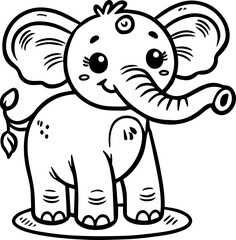 adorable baby elephant colouring page 