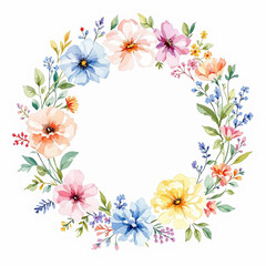 Watercolor Floral Wreath, Wreath Clipart Watercolor, Pastel Pink Flowers Wedding Clipart Wild Floral Clipart	