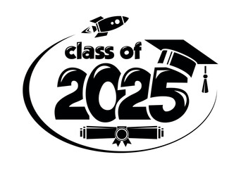 Lettering Class of 2025 for greeting, invitation card. Text for graduation design, congratulation event, T-shirt, party, high school or college graduate. Vector on transparent background