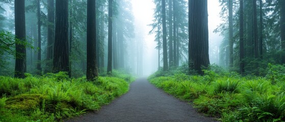 Obraz premium path Through a foggy Forest