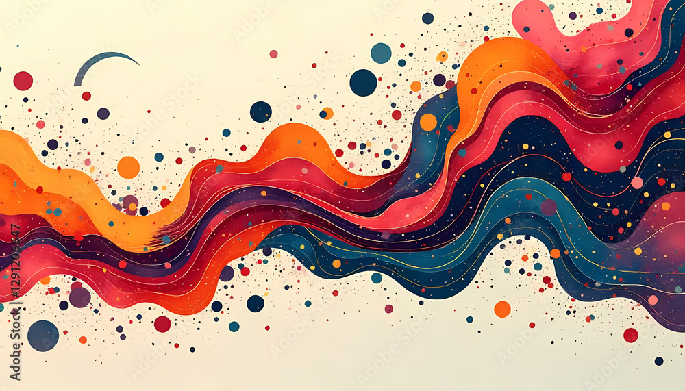 Poster abstract colorful wave with dots and lines