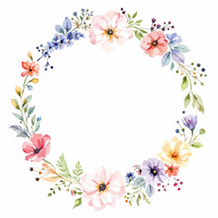 Watercolor Floral Wreath, Wreath Clipart Watercolor, Pastel Pink Flowers Wedding Clipart Wild Floral Clipart	