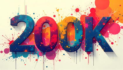 200K Celebration: Colorful Paint Splatter Milestone
