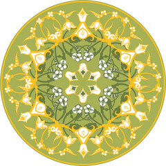 Vector floral ornamental circle in Oriental, Turkish, Arabic style. Great for colorful ethnic backgrounds, medallions, mandala, wedding decorations, greeting cards, labels, wallpapers.