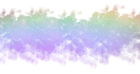 Realistic colorful smoke and clouds fog cutout on transparent background