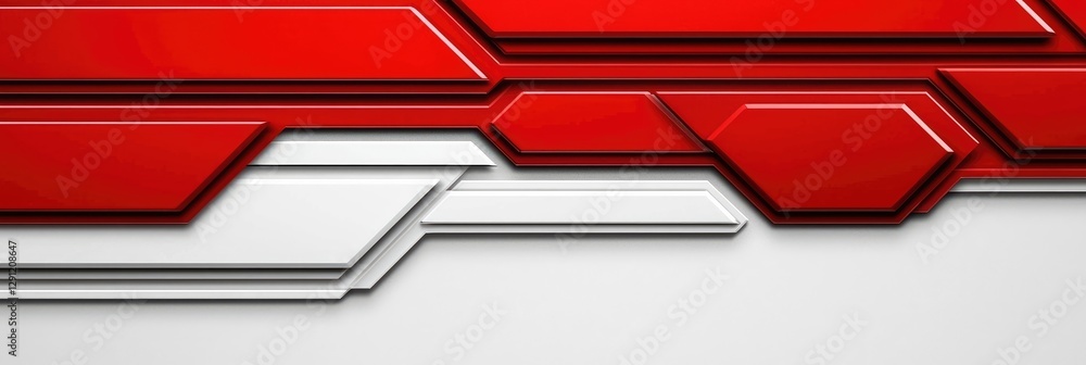 Poster dynamic red and white geometric shapes abstract design digital art modern environment abstract viewp