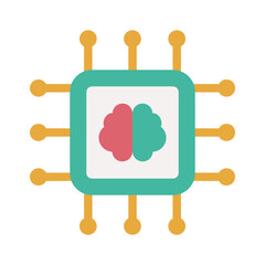 processor brain ai flat style