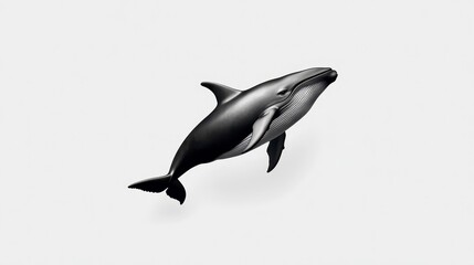 Obraz premium Stylized Black and White Dolphin Illustration on Light Gray Background