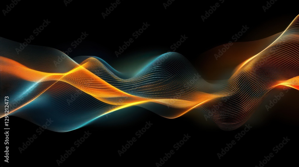 Poster abstract energy waves: a captivating display of flowing energy waves in hues of blue and orange, aga