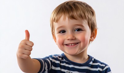 Happy toddler giving thumbs up