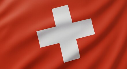 An illustration shows the national flag of switzerland waving softly