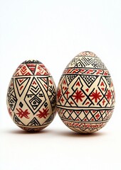 Fototapeta premium Easter eggs with folk design in black and red