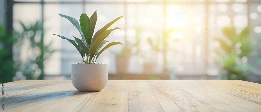 Poster beautiful empty wooden tabletop counter in a clean and bright interior background, ready for the dis