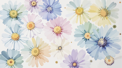 Abstract watercolor background with chamomile flowers
