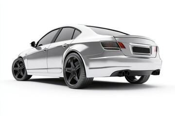 Fototapeta premium Sleek Silvery Business-Class Automobile with Dynamic Design and Advanced Headlamps