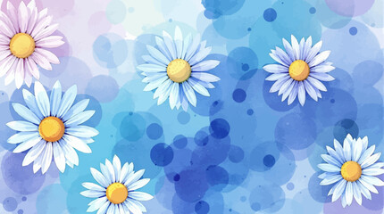 Obraz premium Watercolour Painting Of Colourful Flowers Background, Watercolor Dusty Blue Floral Clipart 