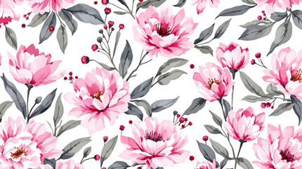 Floral seamless pattern with pink and purple flowers. Elegant and delicate floral design. © Watercol