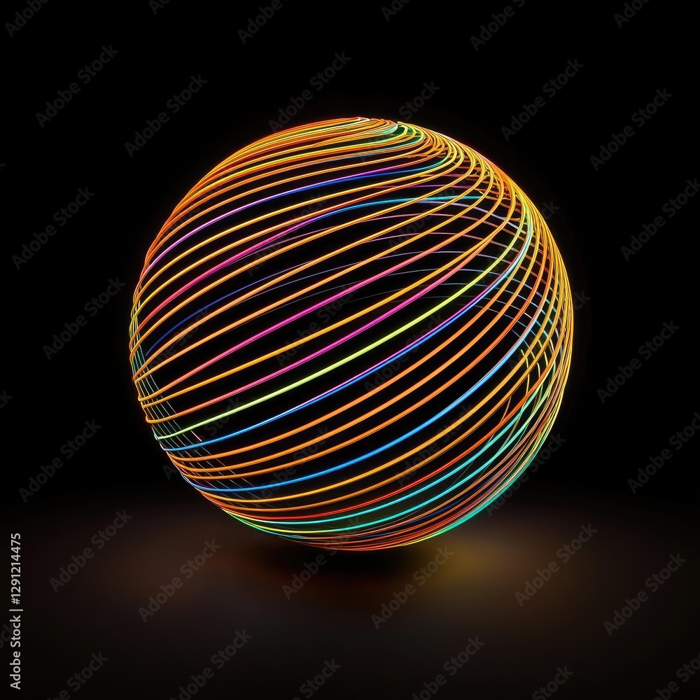 Aufkleber dynamic light sphere abstract art digital design dark background close-up visual effects