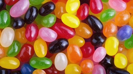 Vibrant Jelly Bean Border: A Colorful Background of Chewy Sweets