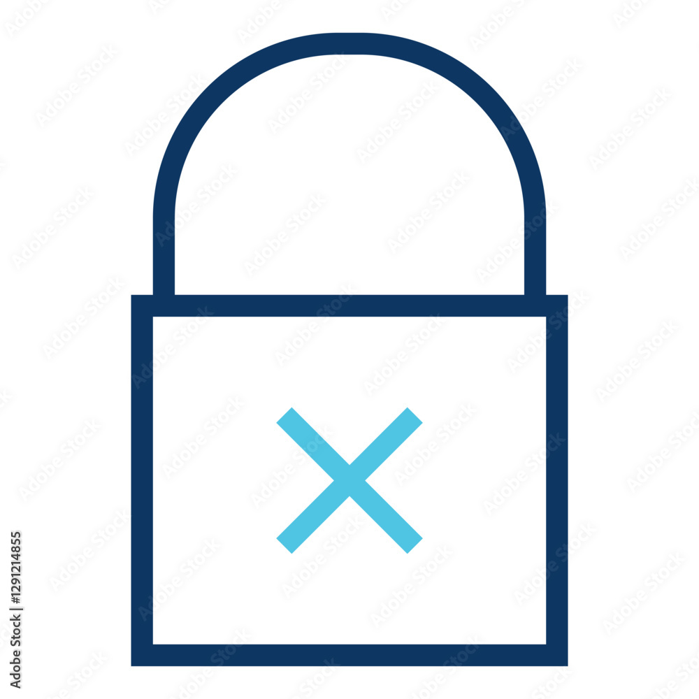 Poster lock icon with cross symbolizing security breach or access denial