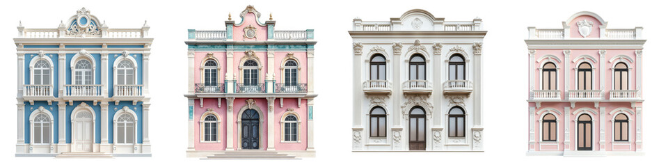 Fototapeta premium Explore the captivating visual appeal of ornate colorful and historic architectural facades adorning the charming streets of a classic European town Discover the intricate details