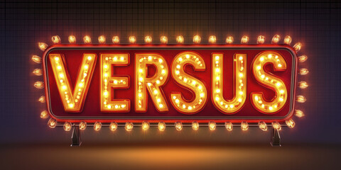 VERSUS sign with glowing lights in bold letters, creating vibrant and dynamic atmosphere. This eye catching display is perfect for events or competitions