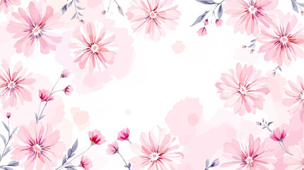 Fototapeta premium Floral seamless pattern with pink and purple flowers. Elegant and delicate floral design.