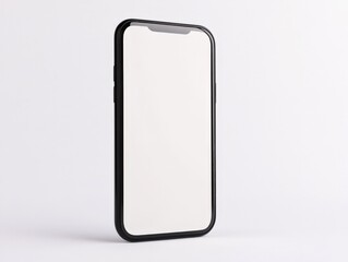 Smartphone with Blank White Screen on White Background