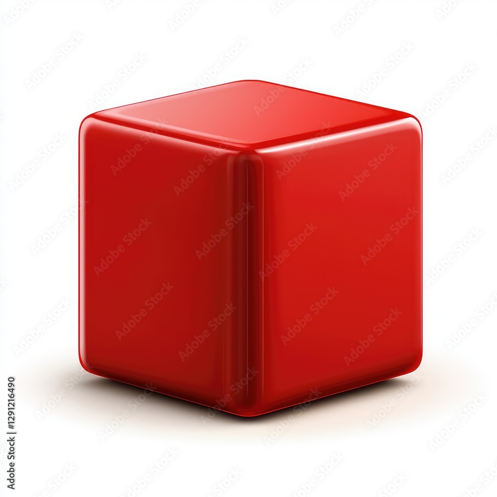 Aufkleber red cube displayed on white surface for artistic showcase minimalist environment 3d viewpoint