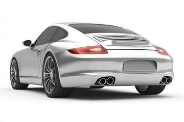Sleek Silvery Business-Class Automobile. Three-Dimensional View of a Sporty Vehicle with Dynamic Headlamps and Speedy Aesthetics
