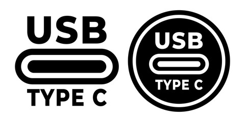 USB Type C icon. Symbol USB Type C charger icon isolated on white background
