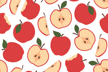 seamless apples pattern, nature, fruit background vector illustration