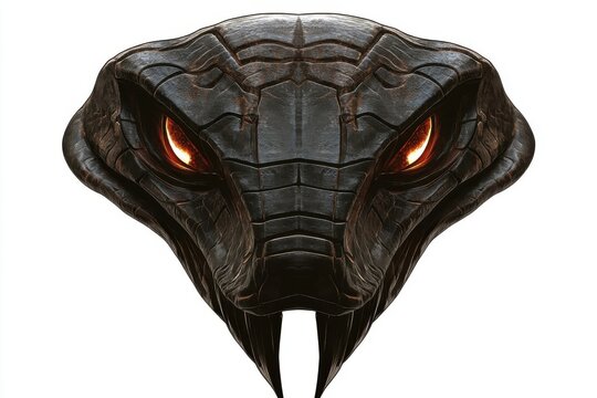 Dark Stone Cobra Head Glowing Eyes Intense Gaze - Powered by Adobe
