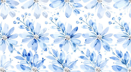 Watercolour Painting Of Colourful Flowers Background, Watercolor Dusty Blue Floral Clipart	