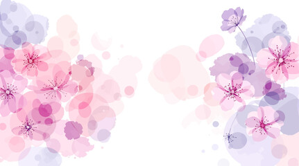 Floral seamless pattern with pink and purple flowers. Elegant and delicate floral design.