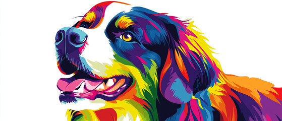 Abstract Art of a Bernese Mountain Dog with a Colorful Coat Showcasing Vibrant Patterns and Unique Textures Perfect for Dog Lovers and Art Enthusiasts Alike